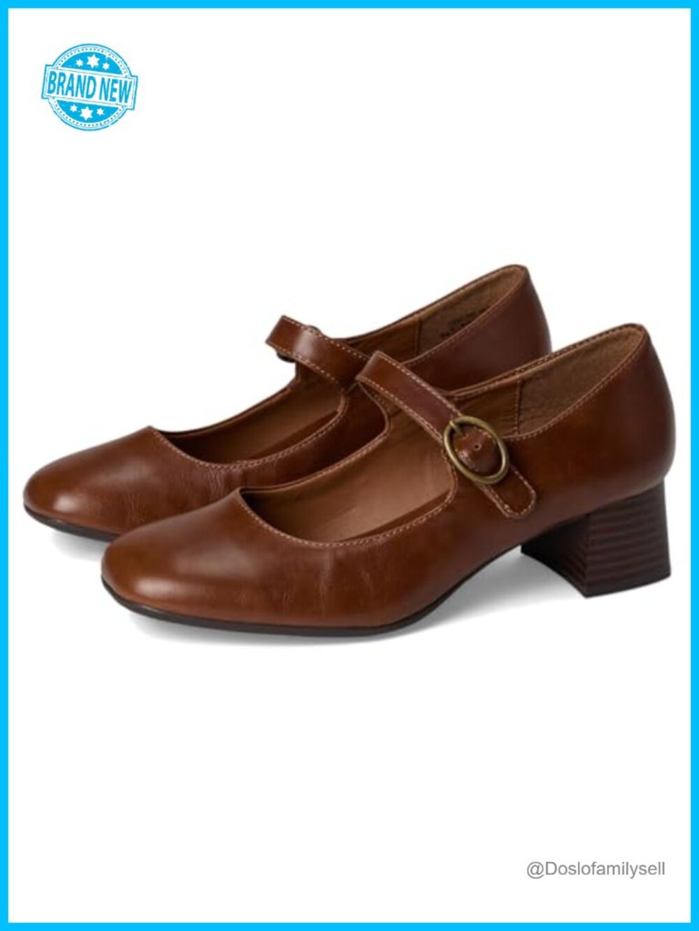 Womens Paulette Mary Jane Pump Faux Leather Block Heel